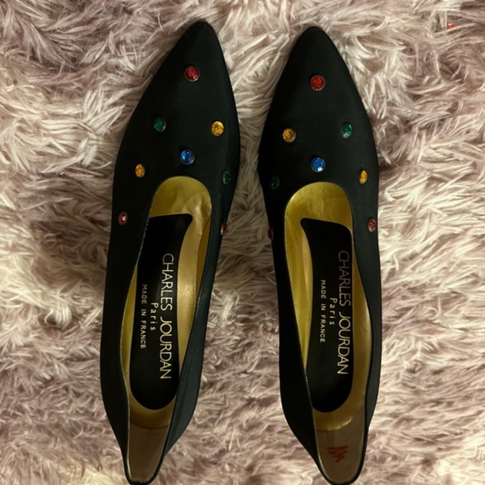 Women’s Vintage Charles Jourdan Paris Rhinstone Heels Size 6.5 Made in France